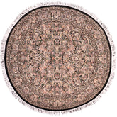 handmade Traditional Rimjim Black Grey Hand Knotted ROUND 100% WOOL area rug 8'x8'
