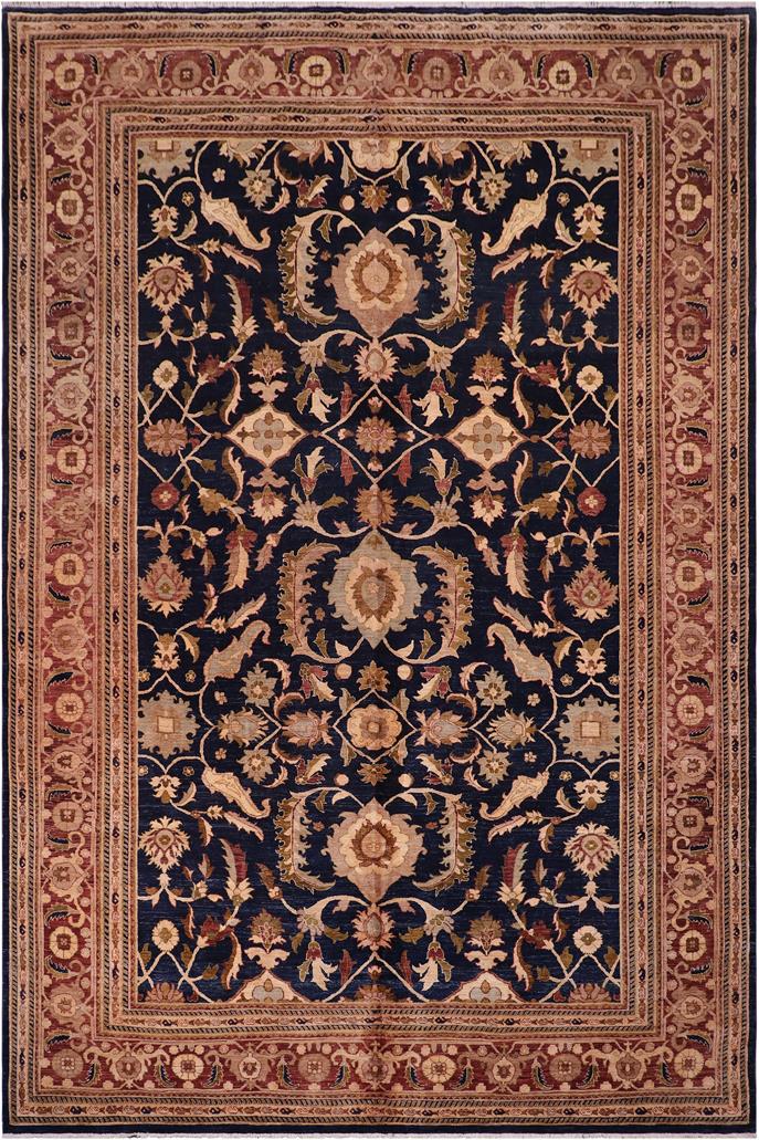 handmade Traditional Kafkaz Blue Rust Hand Knotted RECTANGLE 100% WOOL area rug 13 x 16
