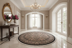 handmade Traditional Rasmi Romal Black Gray Hand Knotted ROUND 100% WOOL area rug 9'x9'