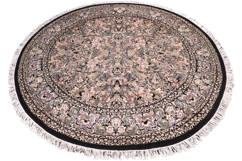 handmade Traditional Rasmi Romal Black Gray Hand Knotted ROUND 100% WOOL area rug 9'x9'