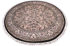 handmade Traditional Rasmi Romal Black Gray Hand Knotted ROUND 100% WOOL area rug 9'x9'