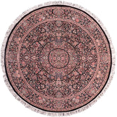 handmade Traditional Kashan Black Pink Hand Knotted ROUND 100% WOOL area rug 8'x8'