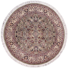 handmade Traditional Abasi Afsha Green Beige Hand Knotted ROUND 100% WOOL area rug 6'x6'