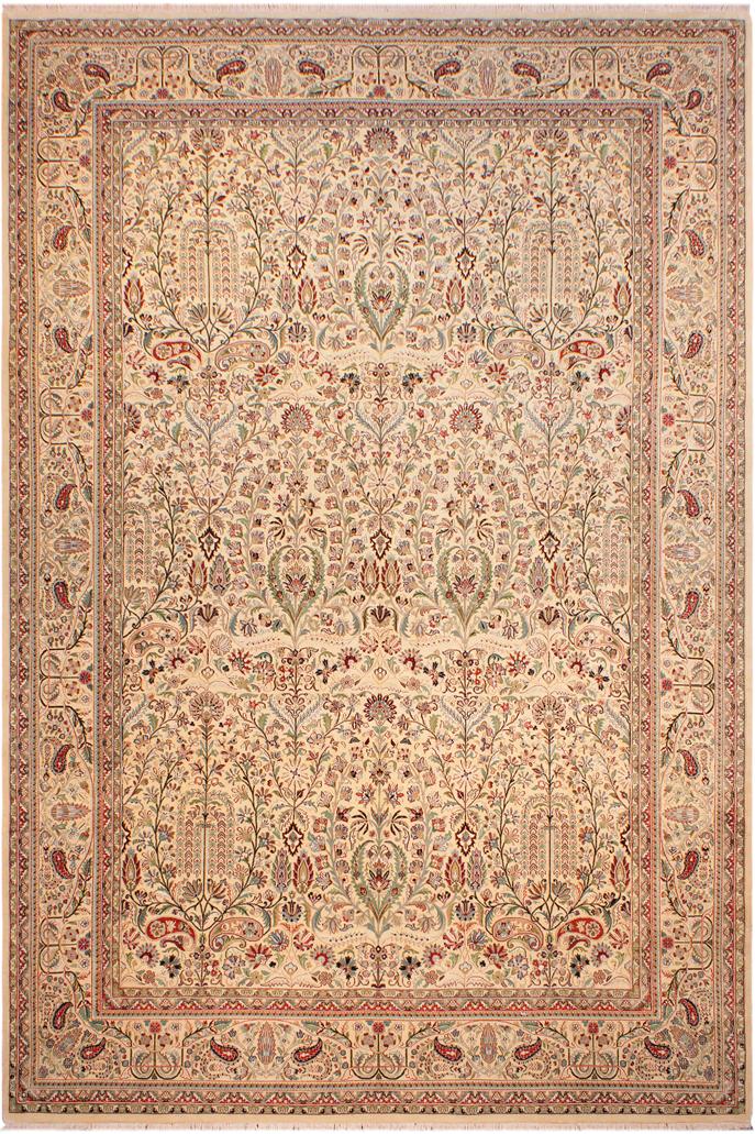 Traditional Bebe Ivory Green Hand Knotted Area rugs 9 x 14