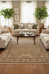 handmade Transitional Ivory Green Hand Knotted RECTANGLE 100% WOOL area rug 9x14