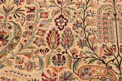 Antique Bebe Ivory/Green Wool Rug - 9'4'' x 13'6''