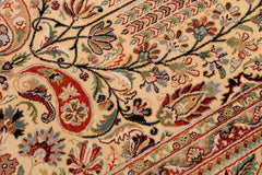 Antique Bebe Ivory/Green Wool Rug - 9'4'' x 13'6''