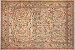 handmade Transitional Ivory Green Hand Knotted RECTANGLE 100% WOOL area rug 9x14
