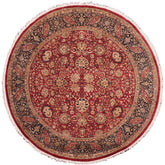 handmade Traditional Round Kashan Red Blue Hand Knotted ROUND 100% WOOL area rug 8' x 8'