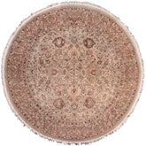 handmade Traditional Round Kashan Taupe Pink Hand Knotted ROUND 100% WOOL area rug 8' x 8'