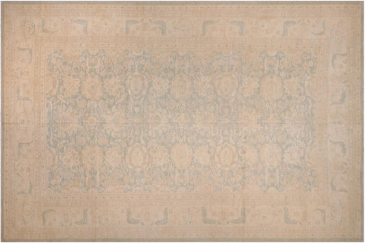 handmade Transitional Kafkaz Lt. Green Lt. Tan Hand Knotted RECTANGLE 100% WOOL area rug 12' x 18'