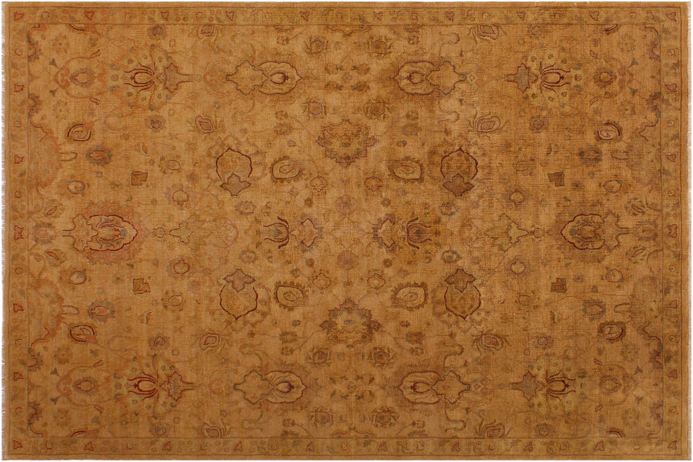 handmade Traditional Gold Gold Hand Knotted RECTANGLE 100% WOOL area rug 9' x 12'