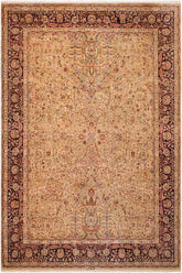 Traditional Lahore Alycia Gold Aubergine Hand Knotted Area rugs 9 x 12