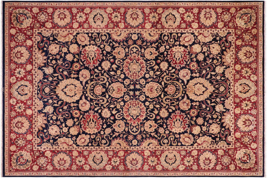 handmade Transitional Agra Blue Red Hand Knotted RECTANGLE 100% WOOL area rug 10 x 14