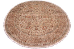 handmade Traditional Round Kashan Taupe Tan Hand Knotted ROUND 100% WOOL area rug 10' x 10'