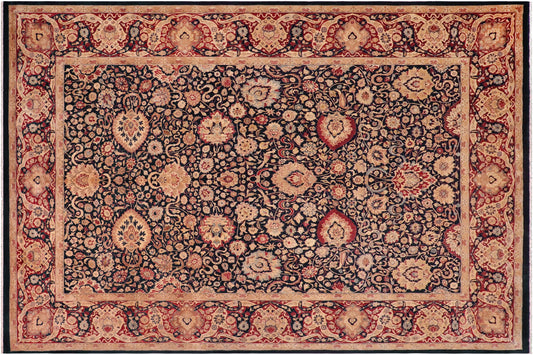 handmade Transitional Anmol Agra Blue Red Hand Knotted RECTANGLE 100% WOOL area rug 10 x 14