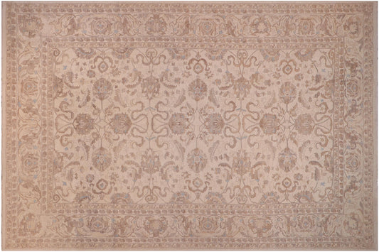 handmade Transitional Kafkaz Ivory Ivory Hand Knotted RECTANGLE 100% WOOL area rug 12' x 18'