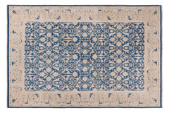 handmade Transitional Lahore Lt. Blue Tan Hand Knotted RECTANGLE 100% WOOL area rug 10' x 14'