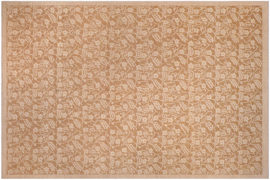 handmade Modern Kafkaz Brown Brown Hand Knotted RECTANGLE 100% WOOL area rug 12' x 18'