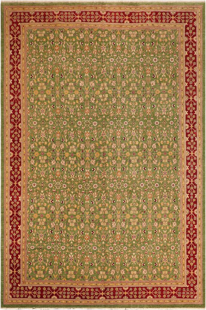 handmade Transitional Kafkaz Green Red Hand Knotted RECTANGLE 100% WOOL area rug 12 x 18