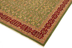 handmade Transitional Kafkaz Green Red Hand Knotted RECTANGLE 100% WOOL area rug 12 x 18