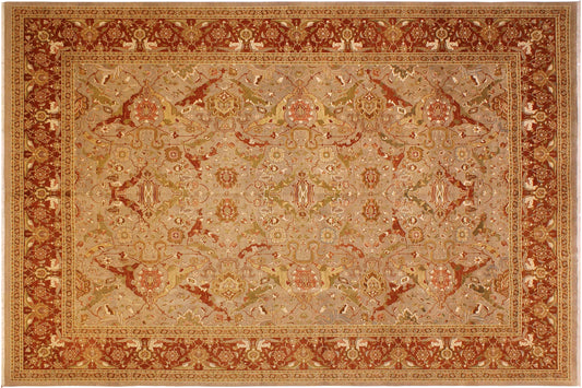 handmade Transitional Shama Taupe Rust Hand Knotted RECTANGLE 100% WOOL area rug 10 x 13