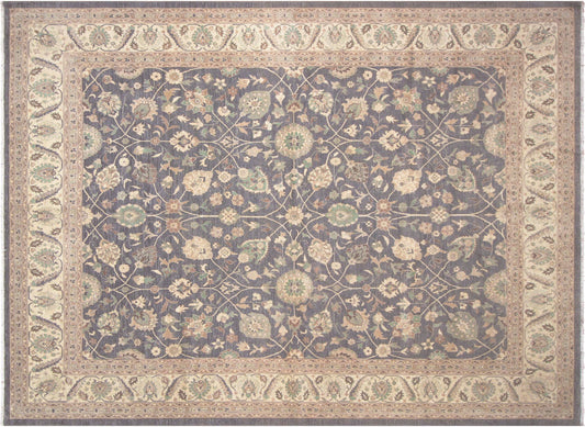 handmade Transitional Kafkaz Gray Ivory Hand Knotted RECTANGLE 100% WOOL area rug 12' x 15'