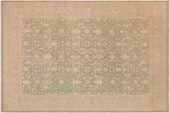 handmade Transitional Kafkaz Green Gray Hand Knotted RECTANGLE 100% WOOL area rug 9x12