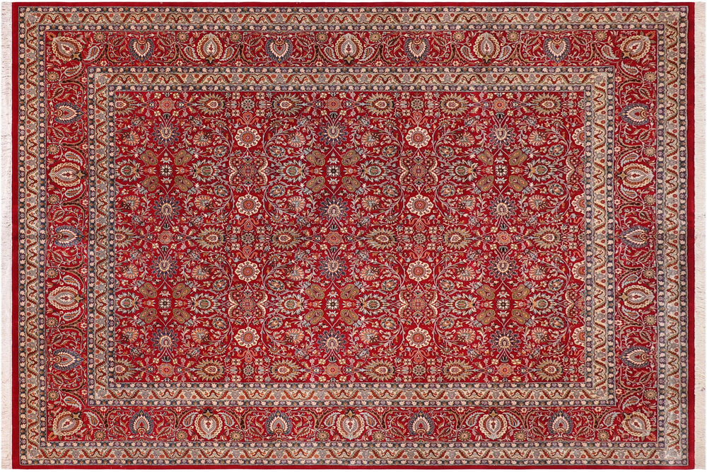 handmade Transitional New Asif Red Blue Hand Knotted RECTANGLE 100% WOOL area rug 12x15