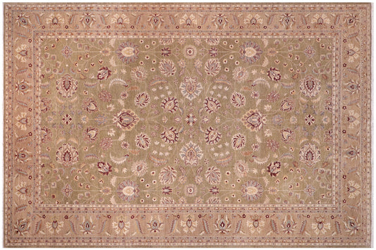 handmade Traditional Kafkaz Lt. Green Tan Hand Knotted RECTANGLE 100% WOOL area rug 12x17