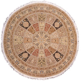 handmade Traditional Round Design Lt. Tan Lt. Tan Hand Knotted ROUND 100% WOOL area rug 6' x 6'