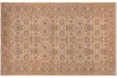 handmade Transitional Lahore Ivory Tan Hand Knotted GALLERY 100% WOOL area rug 6' x 12'