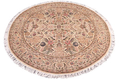 handmade Traditional Nagi Beige Pink Hand Knotted ROUND 100% WOOL area rug 8'x8'
