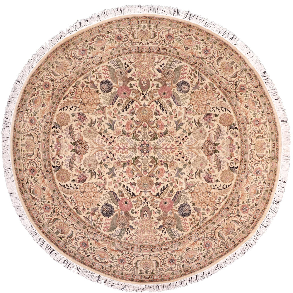 handmade Traditional Nagi Beige Pink Hand Knotted ROUND 100% WOOL area rug 8'x8'
