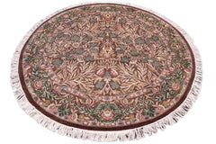 handmade Traditional Imran Brown Beige Hand Knotted ROUND 100% WOOL area rug 6'x7'