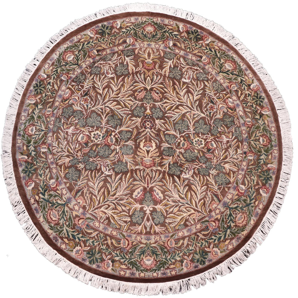 handmade Traditional Imran Brown Beige Hand Knotted ROUND 100% WOOL area rug 6'x7'