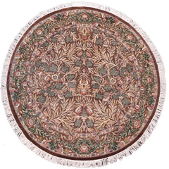 handmade Traditional Imran Brown Beige Hand Knotted ROUND 100% WOOL area rug 6'x7'