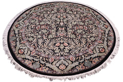 handmade Traditional Imran Black Grey Hand Knotted ROUND 100% WOOL area rug 6'x6'