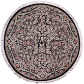 handmade Traditional Imran Black Grey Hand Knotted ROUND 100% WOOL area rug 6'x6'