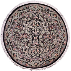 handmade Traditional Imran Black Grey Hand Knotted ROUND 100% WOOL area rug 6'x6'