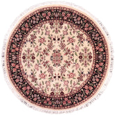 handmade Traditional Kashan Beige Black Hand Knotted ROUND 100% WOOL area rug 6'x6'