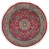handmade Traditional Kashan Pink Gray Hand Knotted ROUND 100% WOOL area rug 6' x 6'