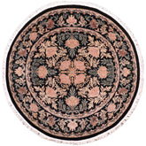 handmade Traditional Tulip Black Tan Hand Knotted ROUND 100% WOOL area rug 8' x 8'