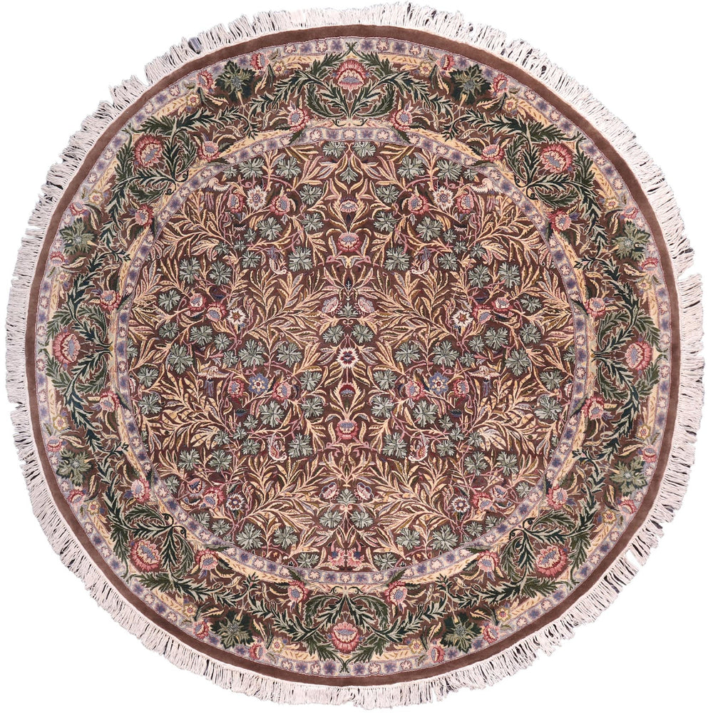 handmade Traditional Imran Brown Green Hand Knotted ROUND 100% WOOL area rug 8'x8'