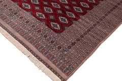 handmade Geometric Bokhara Red Taupe Hand Knotted RECTANGLE 100% WOOL area rug 9X12
