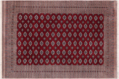 handmade Geometric Bokhara Red Taupe Hand Knotted RECTANGLE 100% WOOL area rug 9X12
