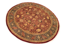 handmade Traditional Round Kashan Red Blue Hand Knotted ROUND 100% WOOL area rug 12' x 12'