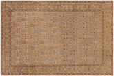 handmade Transitional Kafkaz Tan Green Hand Knotted RECTANGLE 100% WOOL area rug 7' x 10'
