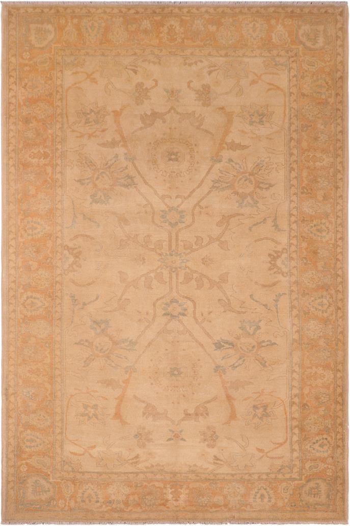 handmade Traditional Kafkaz Tan Gold Hand Knotted RECTANGLE 100% WOOL area rug 6 x 9