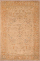 handmade Traditional Kafkaz Tan Gold Hand Knotted RECTANGLE 100% WOOL area rug 6 x 9